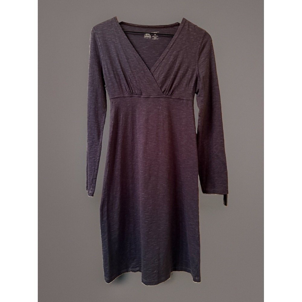 Horny Toad Womens XS Oblique V Dress Long Sleeve Empire Waist Heather Charcoal